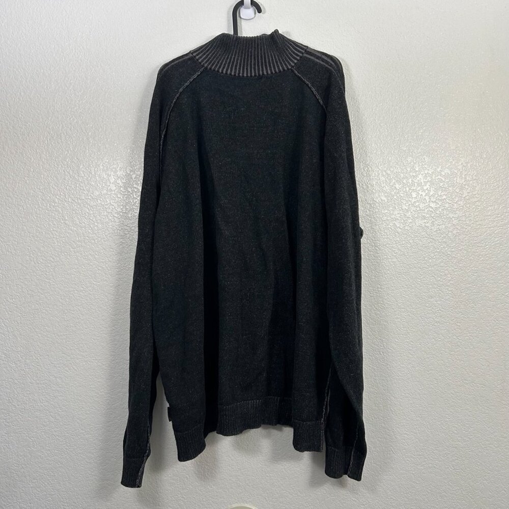 Calvin Klein Jeans Half Zip Raglan Sweater Charcoal Black Distressed Preppy - Picture 7 of 10
